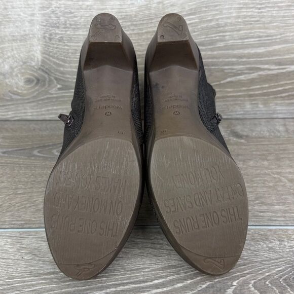Wonders Made with Love in Spain Women’s Sz EU 39 Embossed Brown Leather Booties - Picture 7 of 11